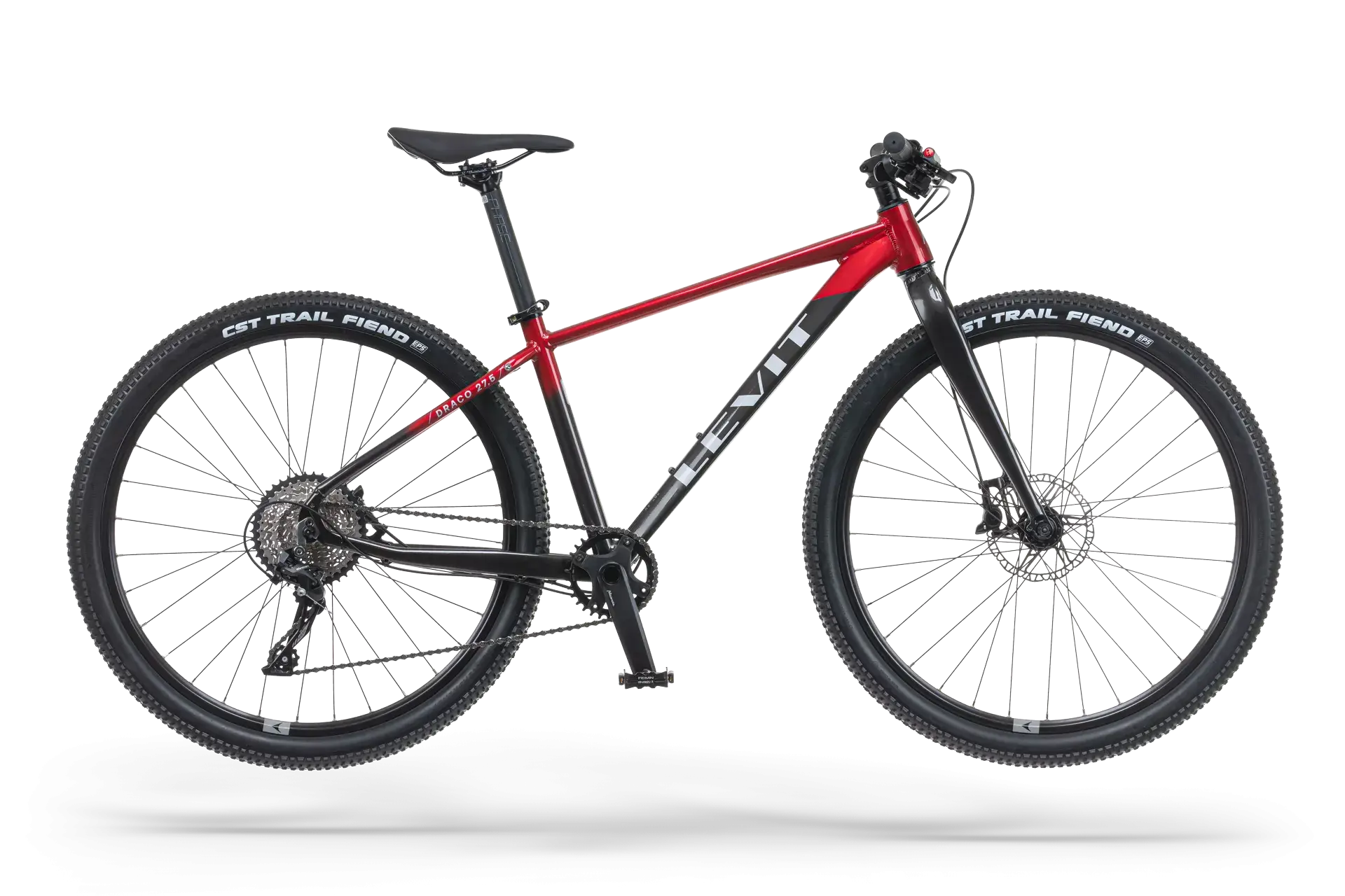 LEVIT DRACO 27,5 EVO mountainbike i sort og rød — hardtail med 10-gear
