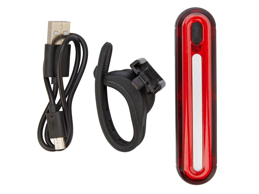 ABUS Gemini baglygte 100 lumen USB-opladelig — rød kompakt baglygte