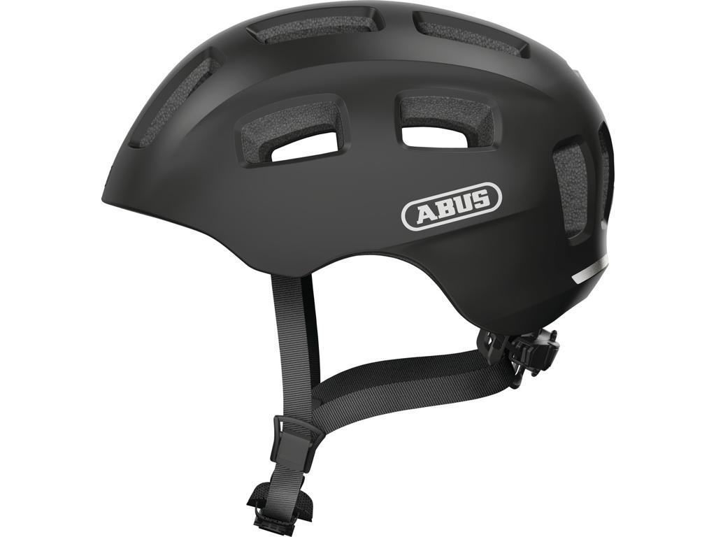ABUS Youn-I 2.0 cykelhjelm til junior i sort med integreret LED-baglygte