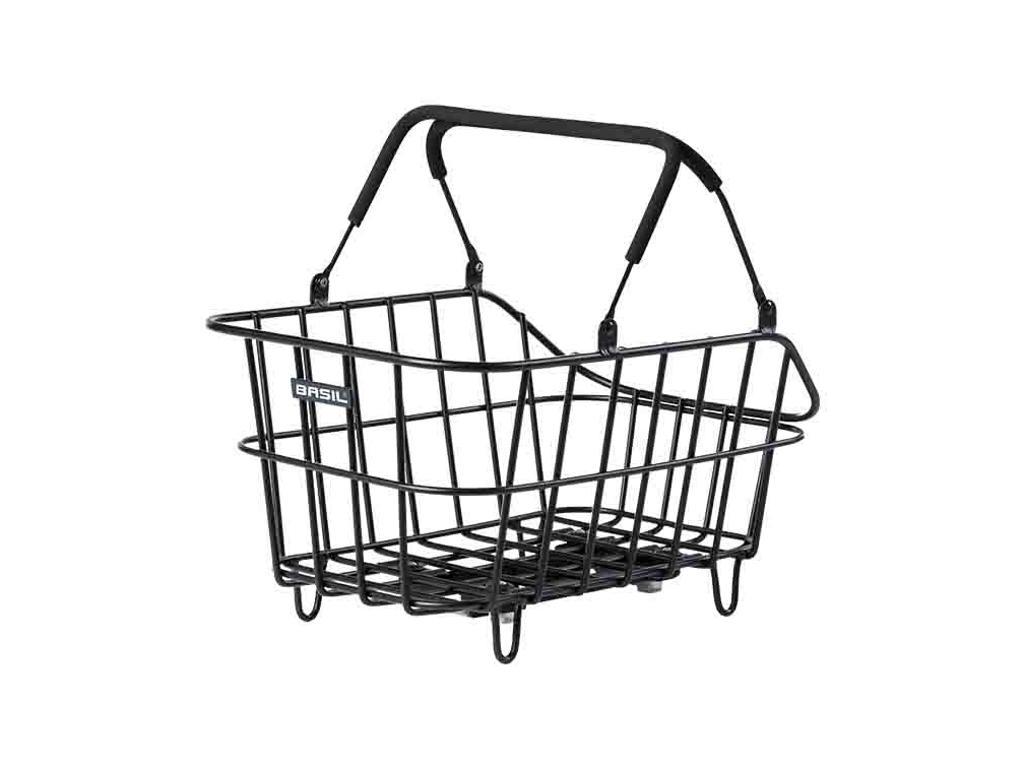 Basil Cento Alu MIK cykelkurv til bagagebærer med MIK kliksystem i sort aluminium