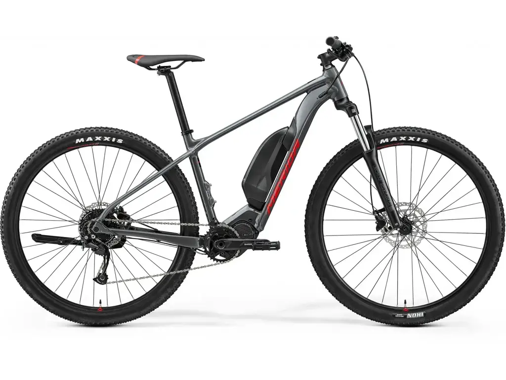 Merida eBig Nine LTD el-mountainbike i grå, rød og sort